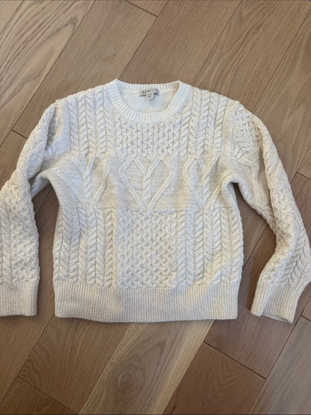 Crewcuts Cream Cable-Knit Crewneck Sweater